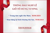 THÔNG BÁO NGHỈ LỄ GIỖ TỔ HÙNG VƯƠNG 2024