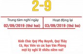 THÔNG BÁO NGHỈ LỄ QUỐC KHÁNH 02-09-2019