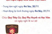THÔNG BÁO NGHỈ NGÀY NGHỈ NHÀ GIÁO VIỆT NAM 2020