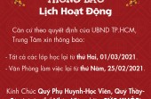 THÔNG BÁO LỊCH HOẠT ĐỘNG LẠI SAU TẾT ÂM LỊCH TÂN SỬU